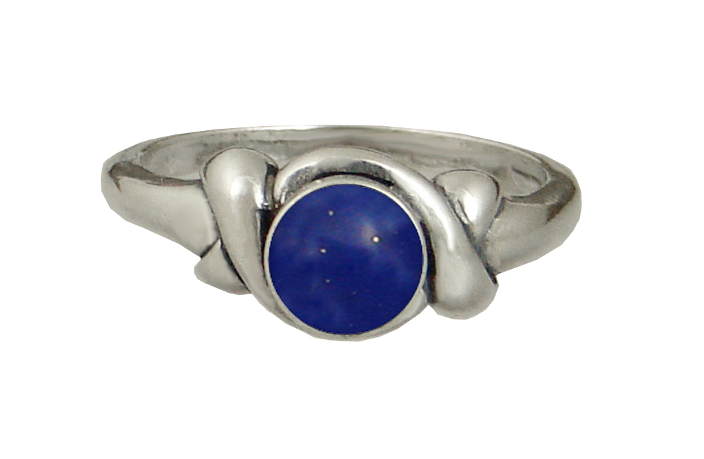 Sterling Silver Lover's Knot Ring With Lapis Lazuli Size 8